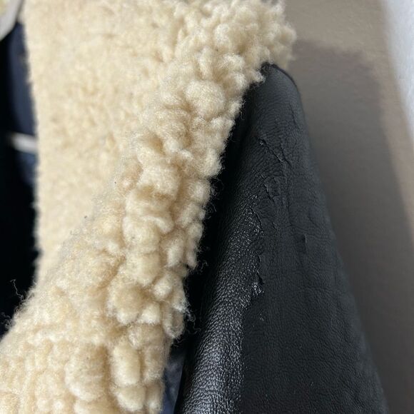 H&M Faux Leather Sleeve Faux Shearling Collar Coat - Picture 8 of 10